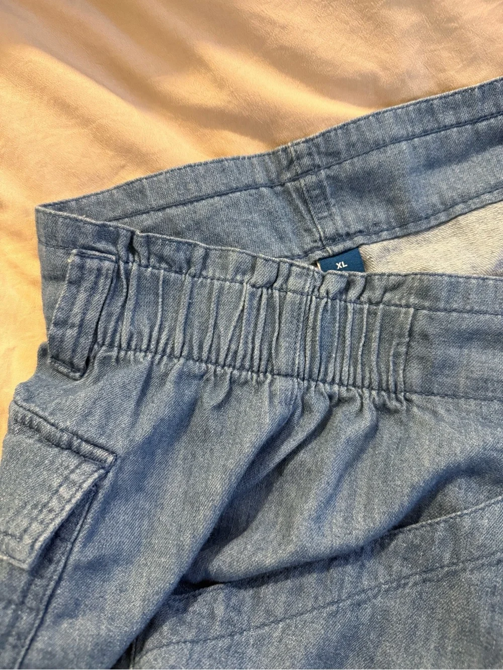 Old Navy Light Blue Denim Elastic-Back Jean Shorts